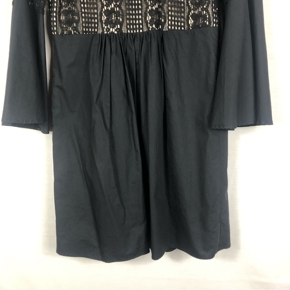 HD in Paris Anthropologie Drea Bell Sleeve Lace Dress | Black | Size Medium - Picture 6 of 14
